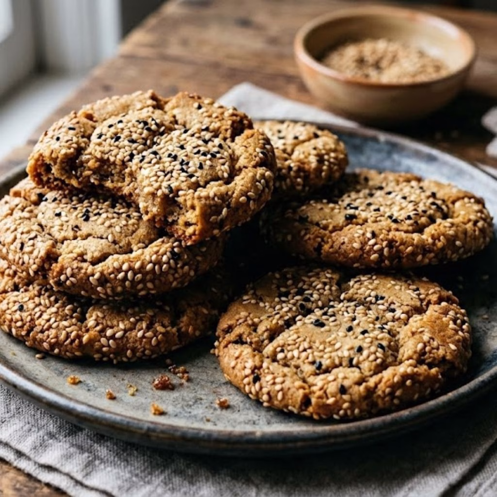 Chewy Brown Sugar Toasted Sesame Cookies