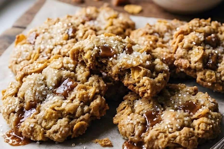 Sparkly Crunchy Cornflake Toffee Cookies