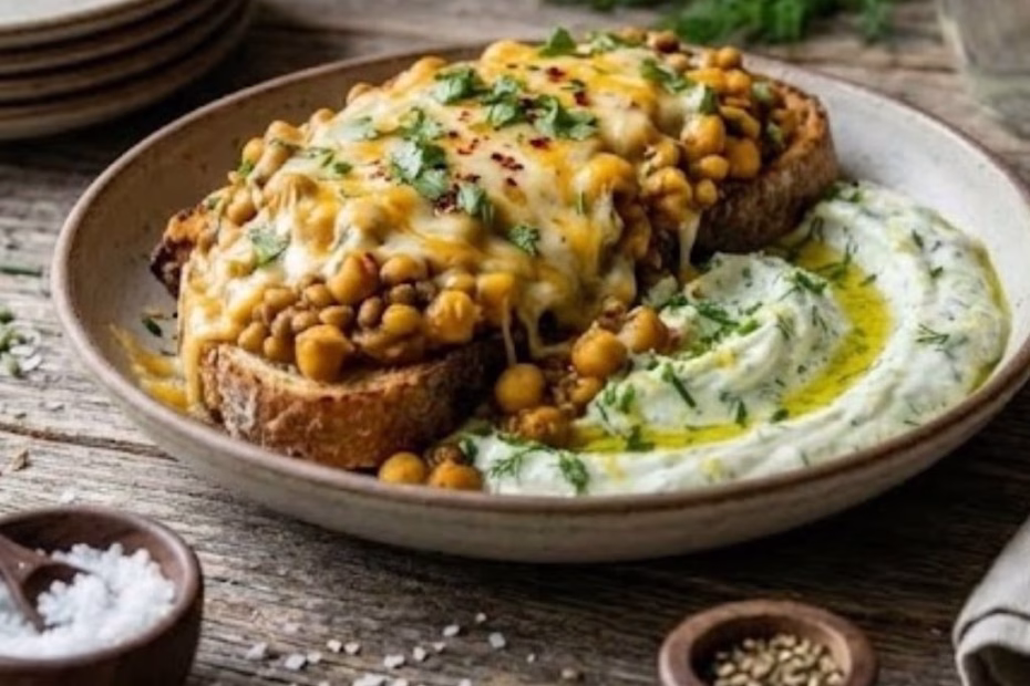 Cheesy Curried Beans on Toast 