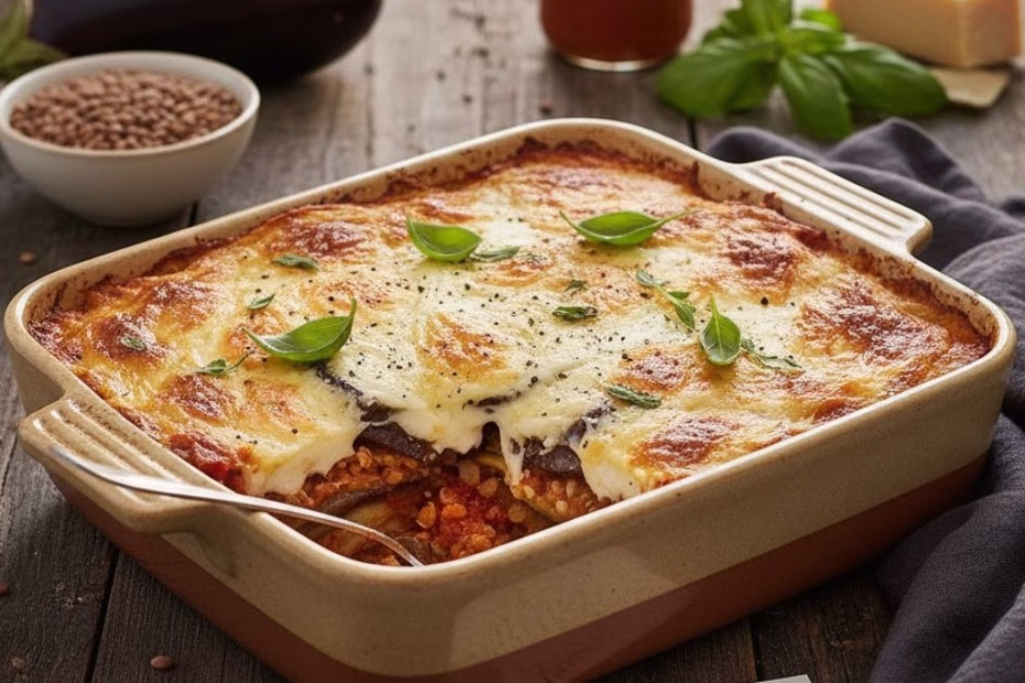 Aubergine Lentil Parmigiana Recipe