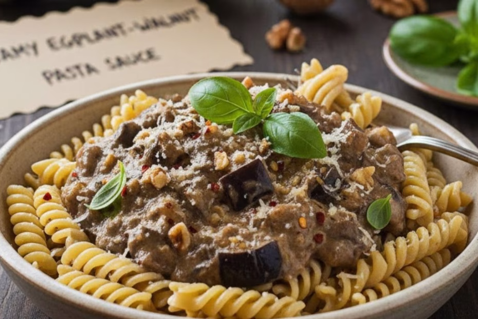 Creamy Eggplant-Walnut Pasta Sauce Recipe