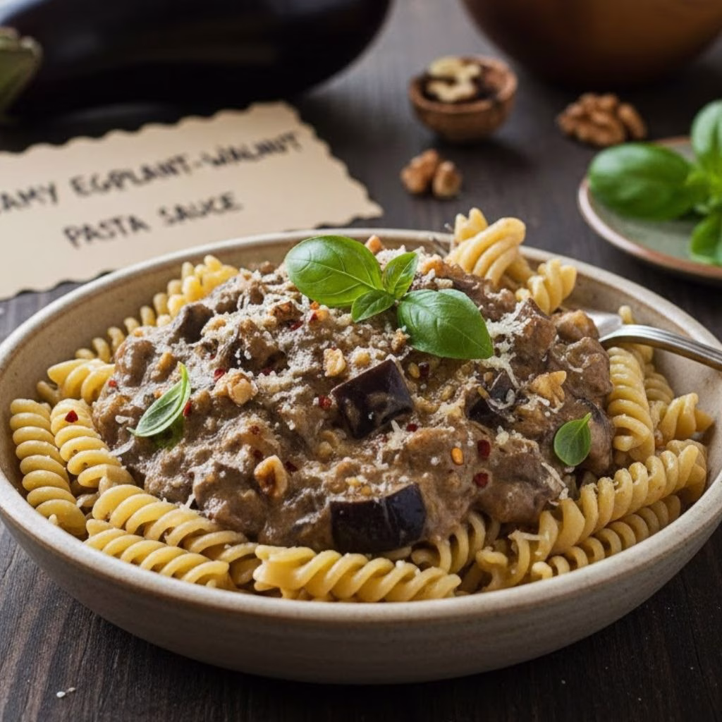 Creamy Eggplant-Walnut Pasta Sauce Recipe
