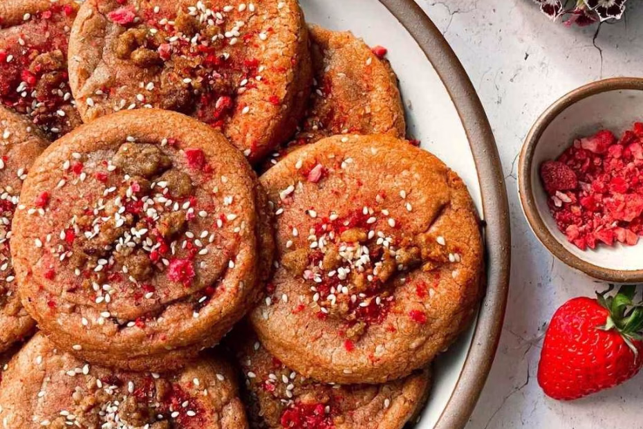 Strawberry Tahini Streusel Cookies 