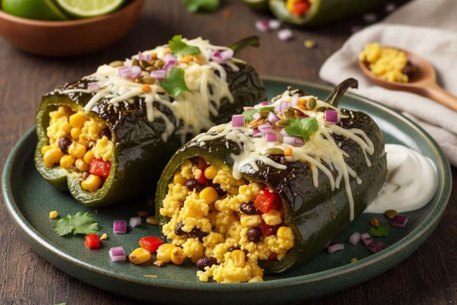 Polenta Stuffed Poblano Peppers