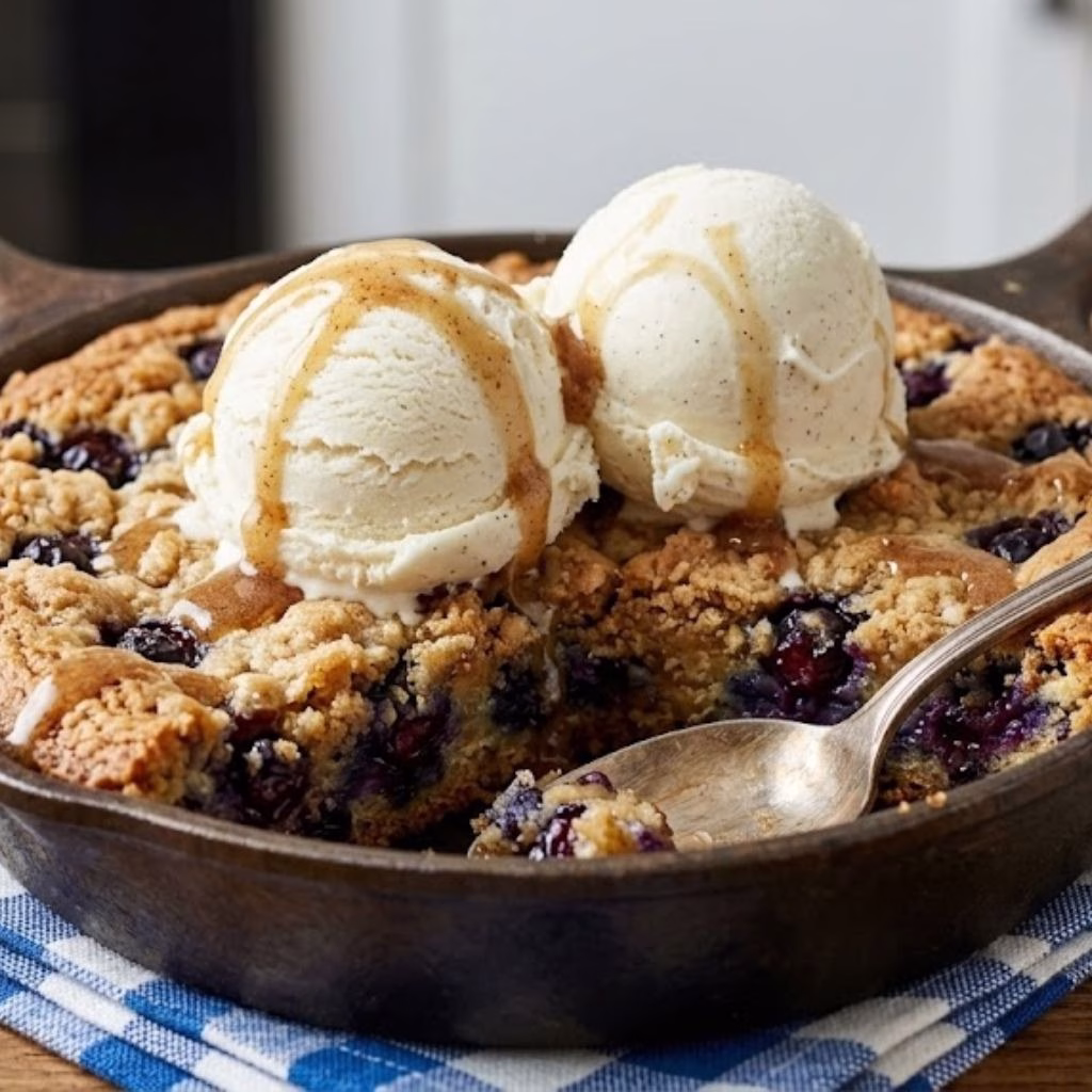 Brown Butter Blueberry Muffin Cookie Skillet Recipe
