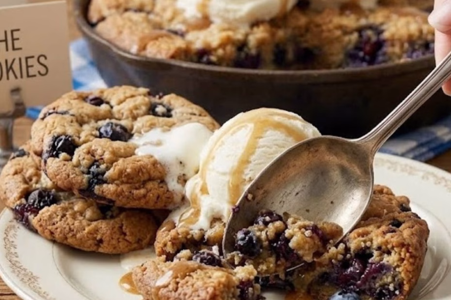 Brown Butter Blueberry Muffin Cookie Skillet Recipe