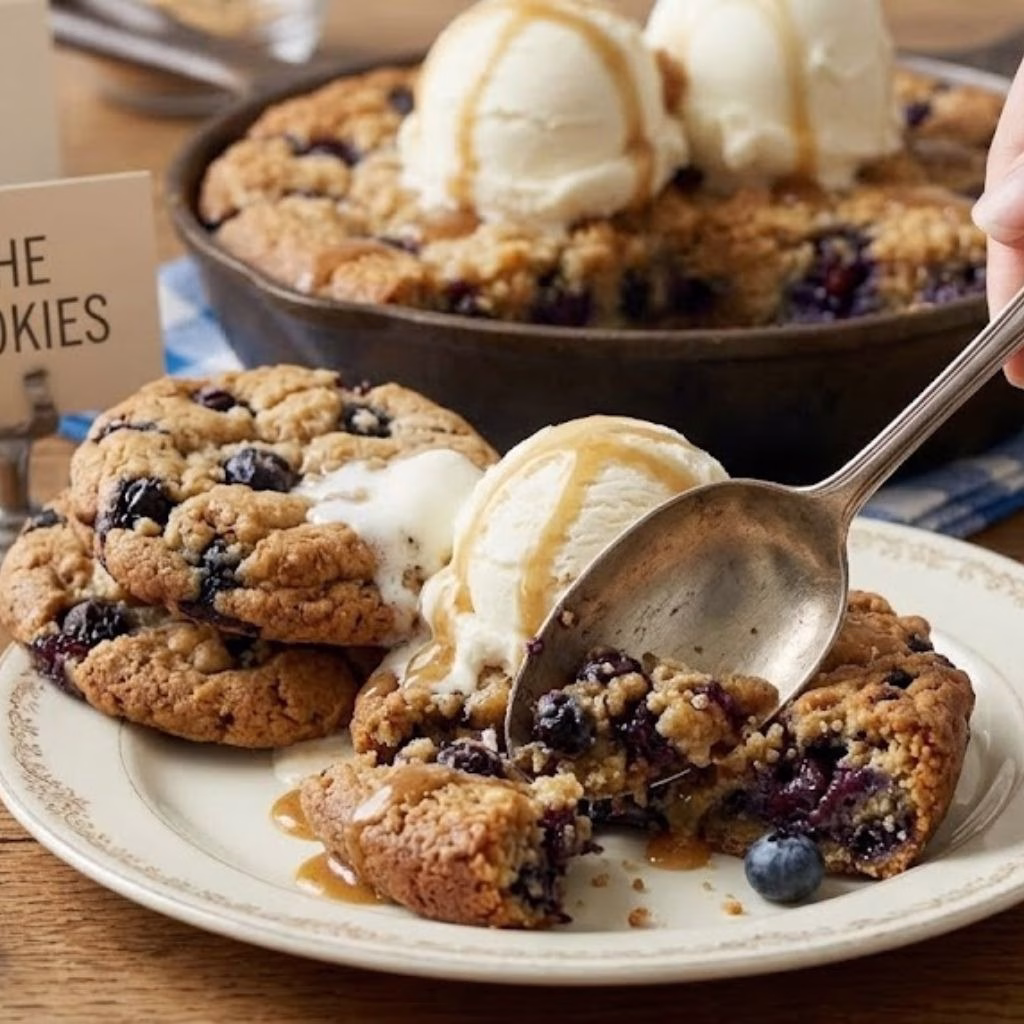 Brown Butter Blueberry Muffin Cookie Skillet Recipe