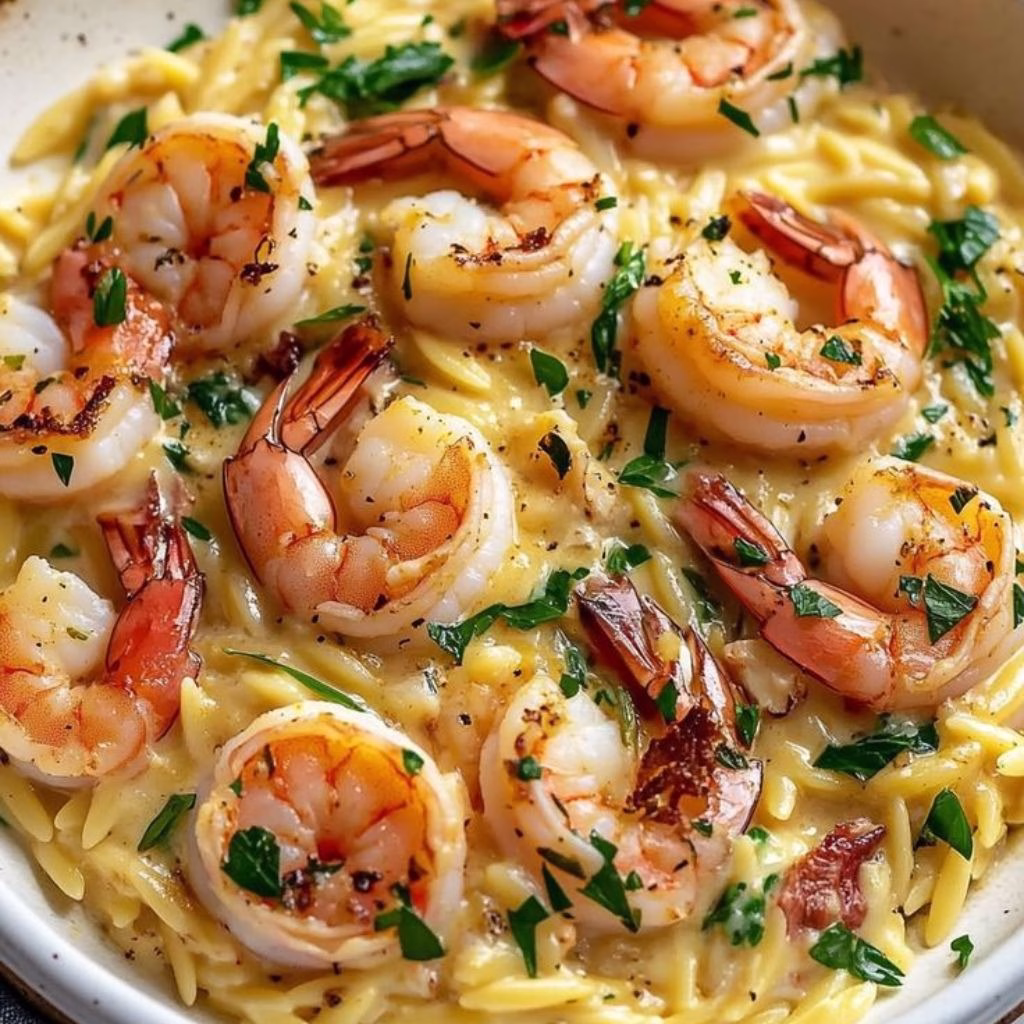 Shrimp Orzo in Lemon Garlic Sauce Recipe