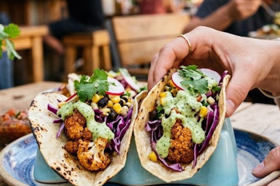 Cauliflower Tacos with Fresh Cilantro Lime Crema Recipe