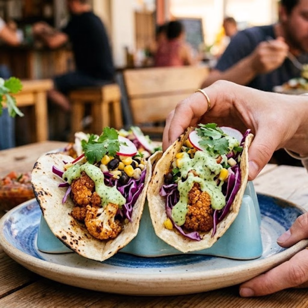 Cauliflower Tacos with Fresh Cilantro Lime Crema Recipe