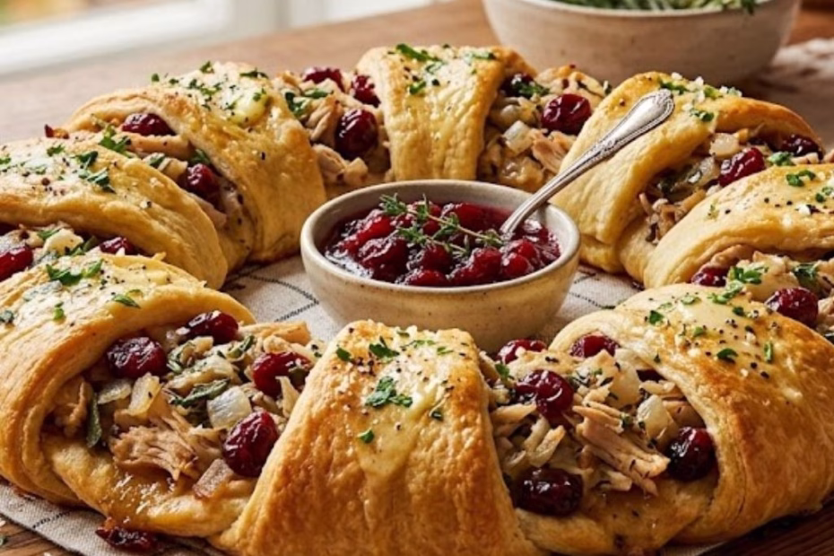 Savory Turkey and Cranberry Crescent Ring Recipe