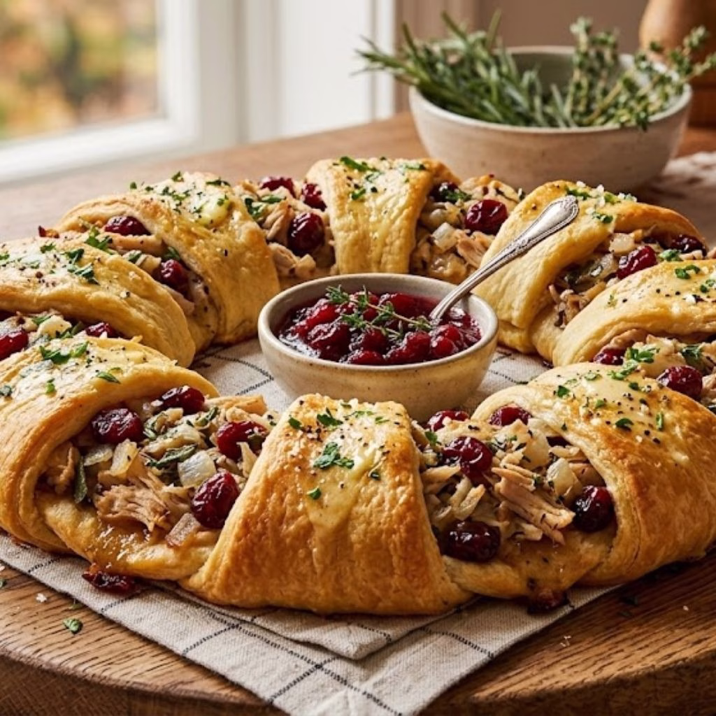 Savory Turkey and Cranberry Crescent Ring Recipe