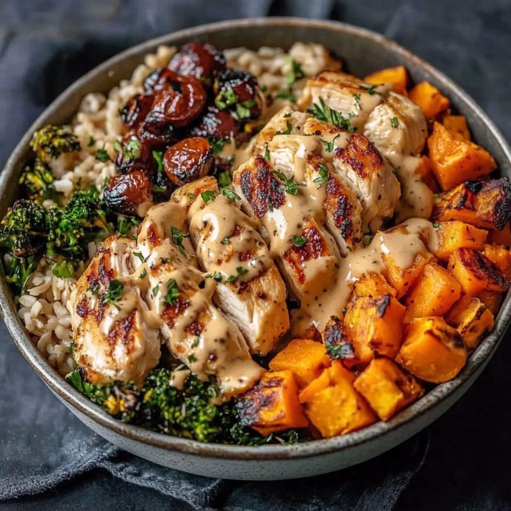 Maple Dijon Chicken & Sweet Potato Bowls Recipe