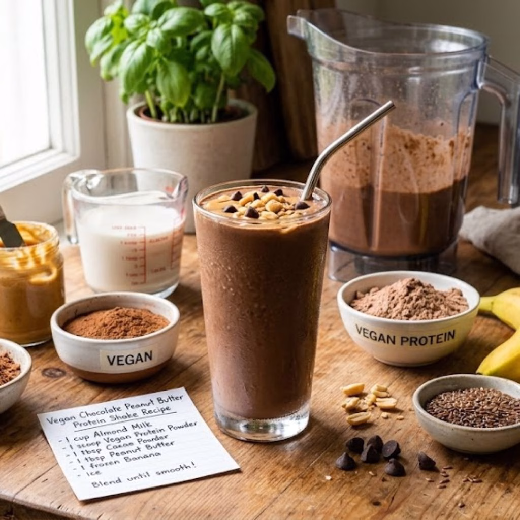 Vegan Chocolate Peanut Butter Protein Shake Recipe