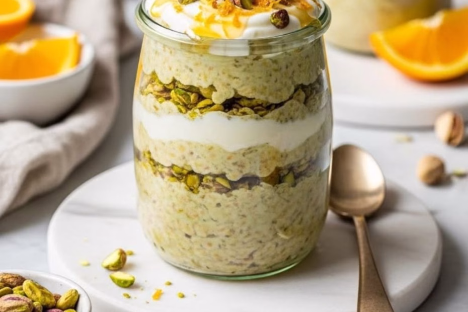 Pistachio Orange Blossom Overnight Oats Recipe
