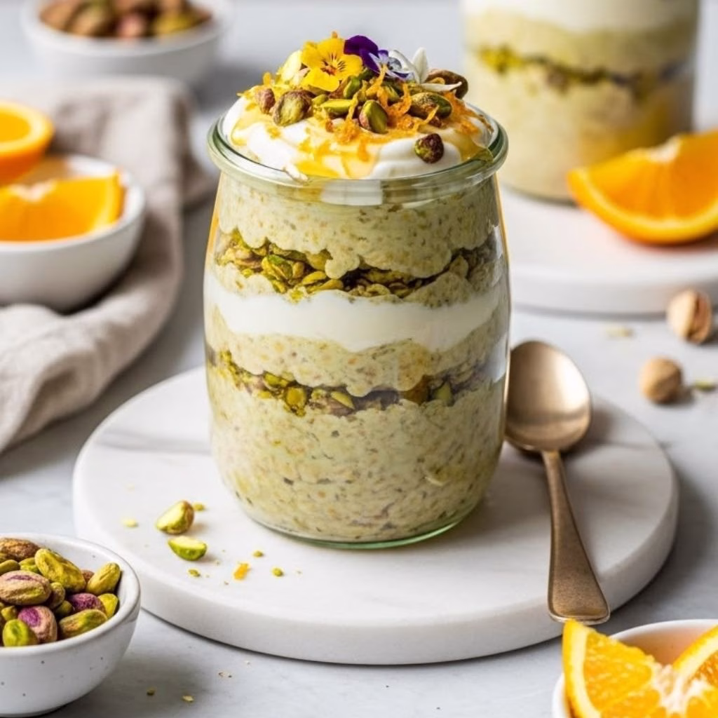 Pistachio Orange Blossom Overnight Oats Recipe