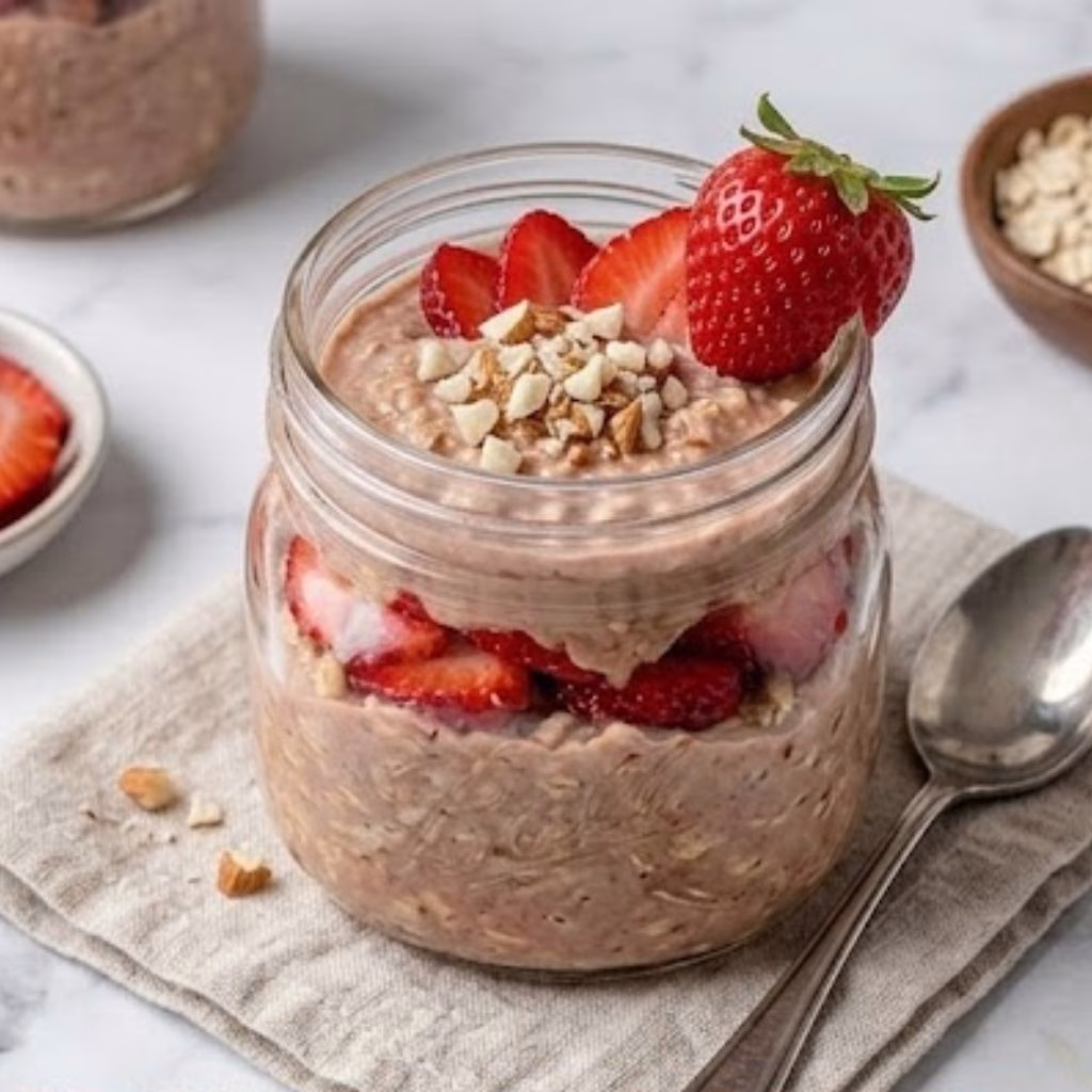 Strawberry Protein Overnight Oats Recipe