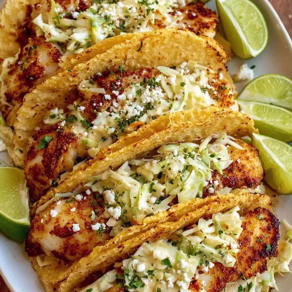 Air Fryer Fish Tacos with Creamy Avocado Salsa Recipe
