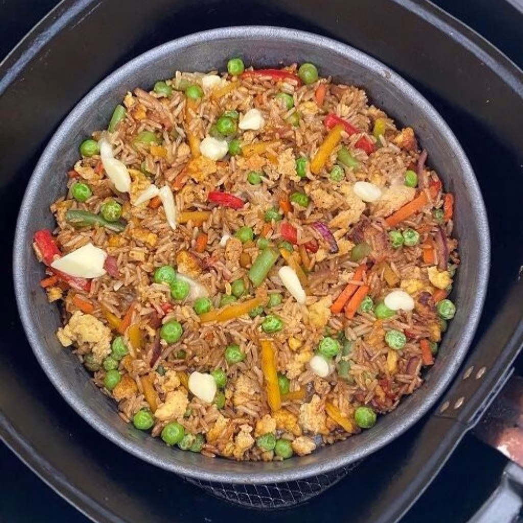 Crispy Air Fryer Fried Brown Rice Recipe