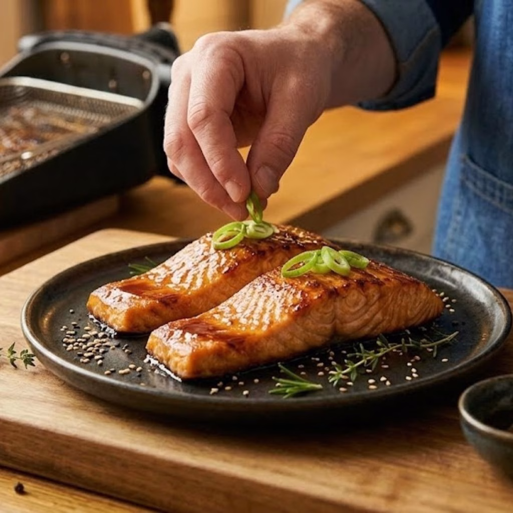 Air Fryer Salmon with Maple Soy Glaze Recipe