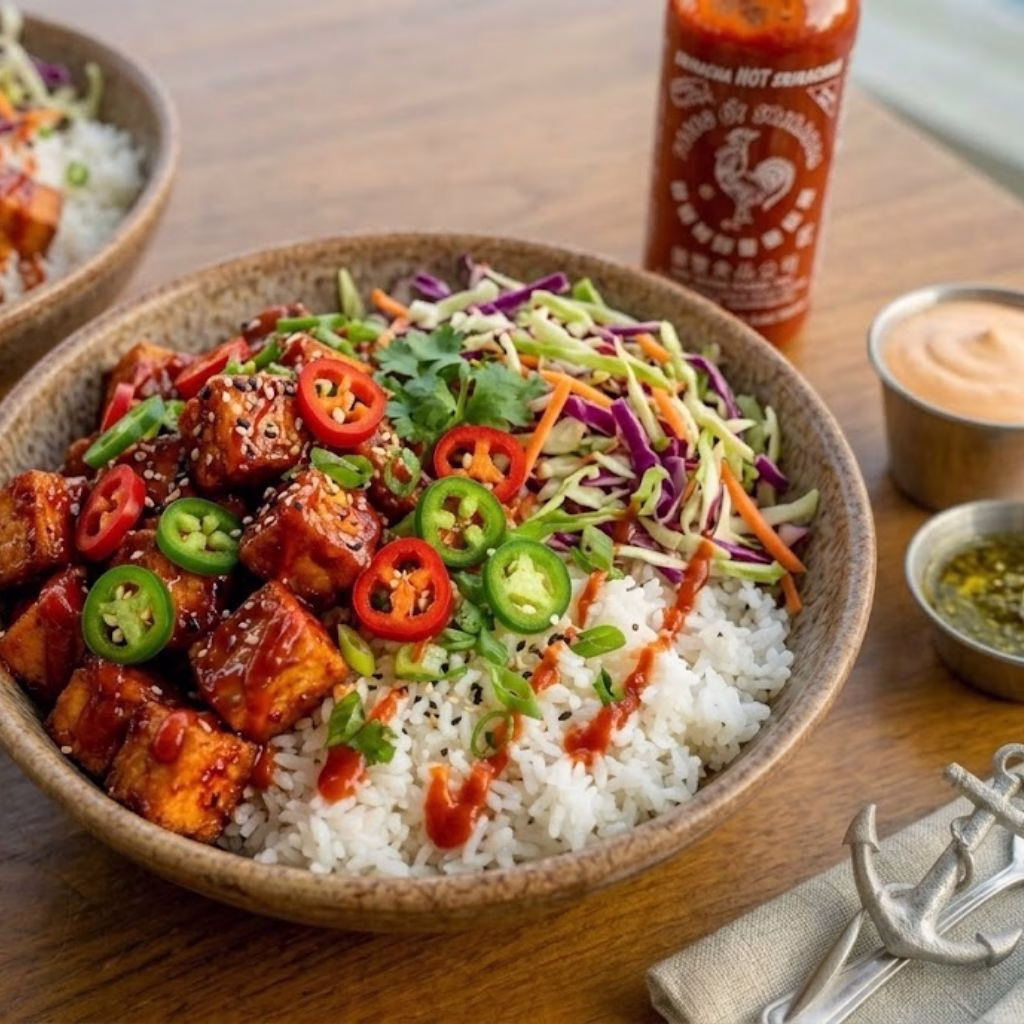 Spicy Sriracha Tofu Rice Bowls Recipe