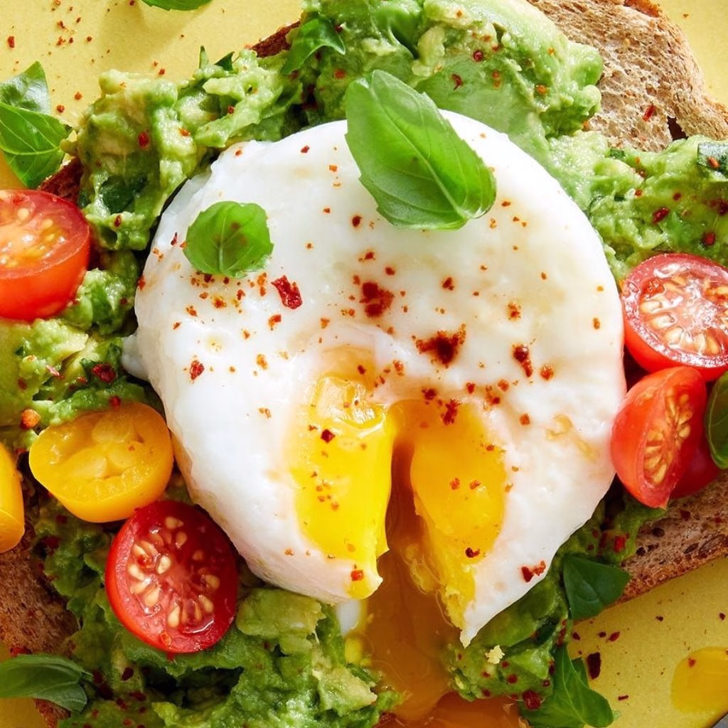 Air Fryer Poached Egg Avocado Smash Toast Recipe