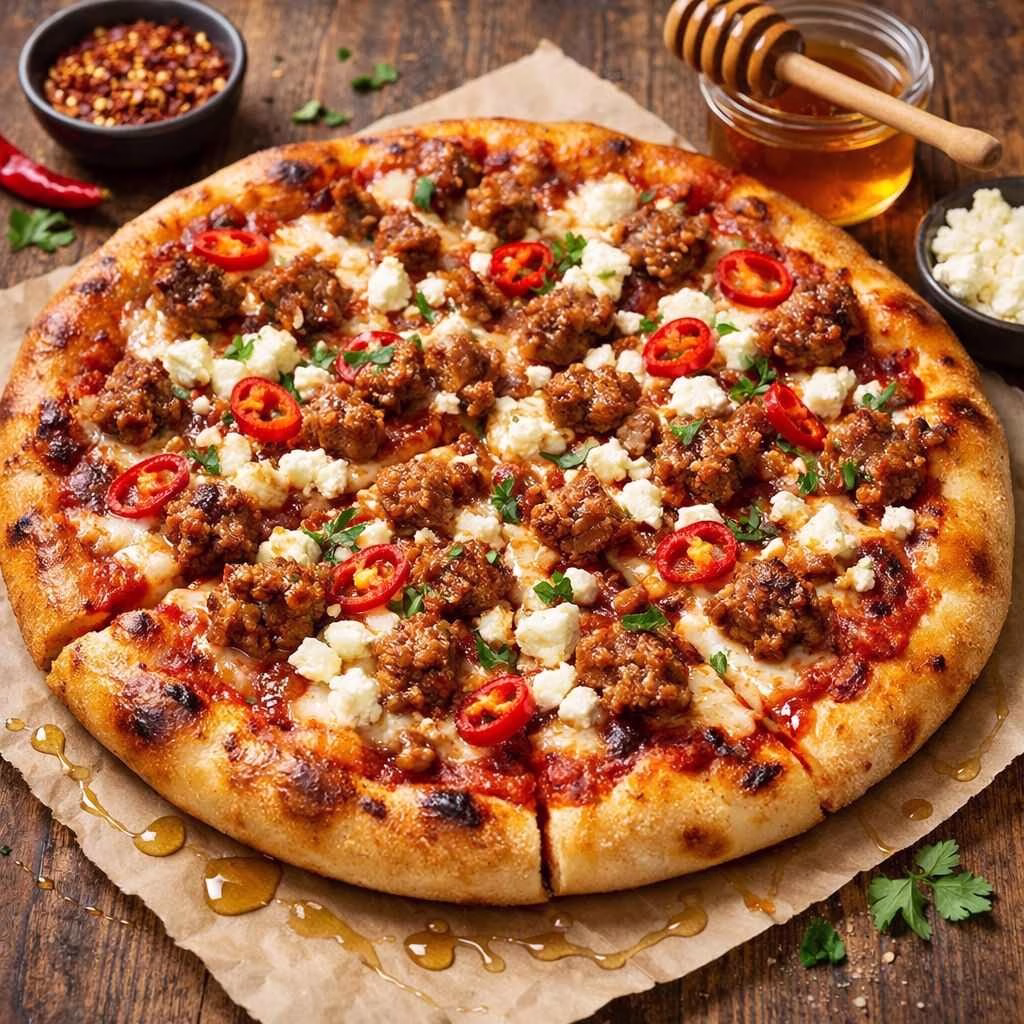 I have to say, the Hot Sausage Feta Honey Pizza recipe completely surprised me the first time I made it. I wasn’t sure how honey would pair with spicy sausage, but the result was incredible. The combination of salty feta, rich sausage, and a drizzle of sweet honey creates a perfect balance of flavors.