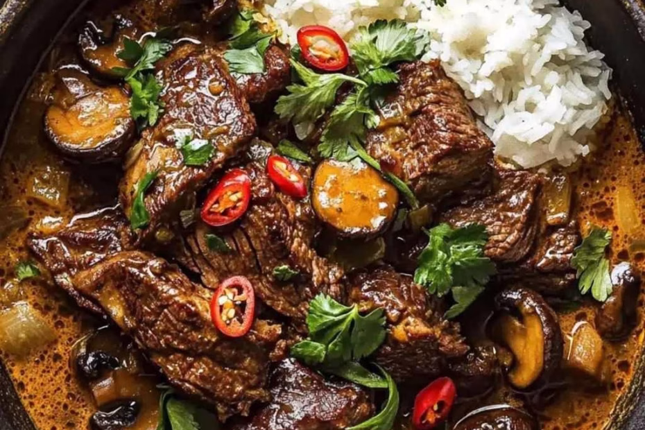 Lemongrass Coconut Braised Beef with Mushrooms Recipe