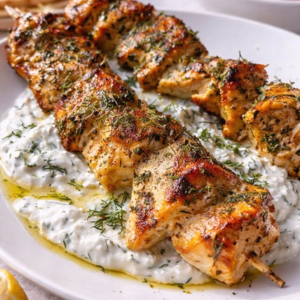 Greek Chicken Souvlaki with Tzatziki Sauce Recipe