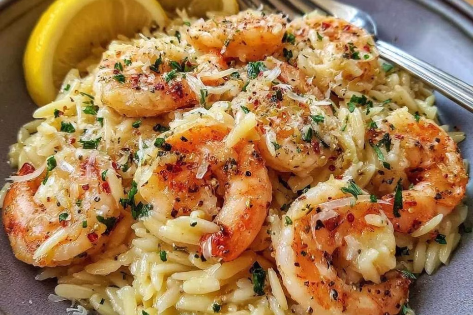 Lemon Garlic Shrimp with Spinach Orzo Recipe