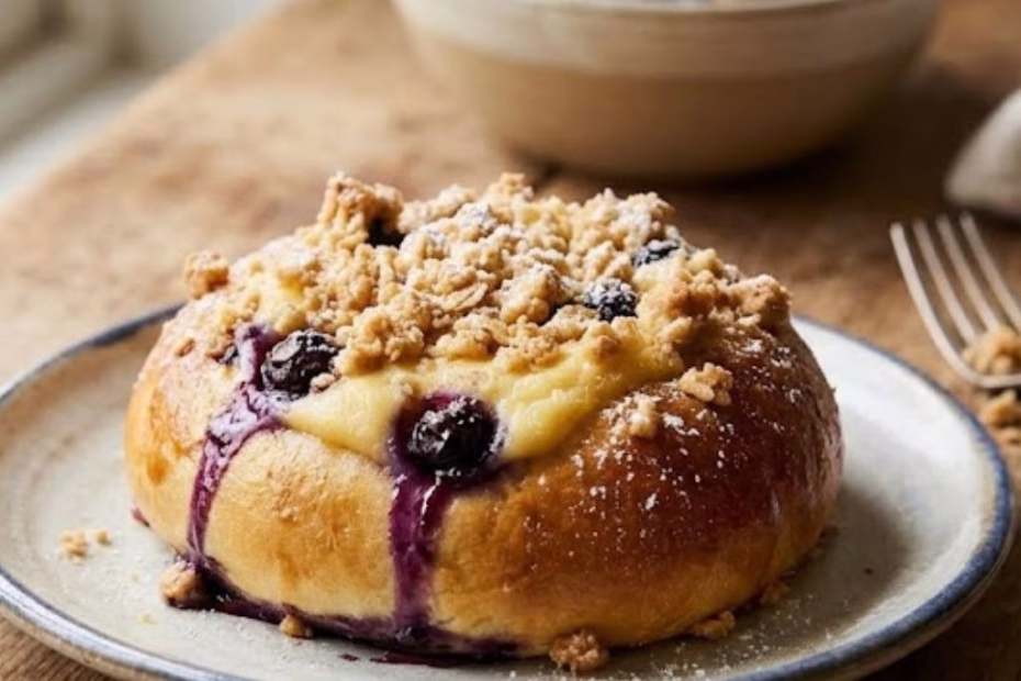 Blueberry Custard Crumble Buns Recipe