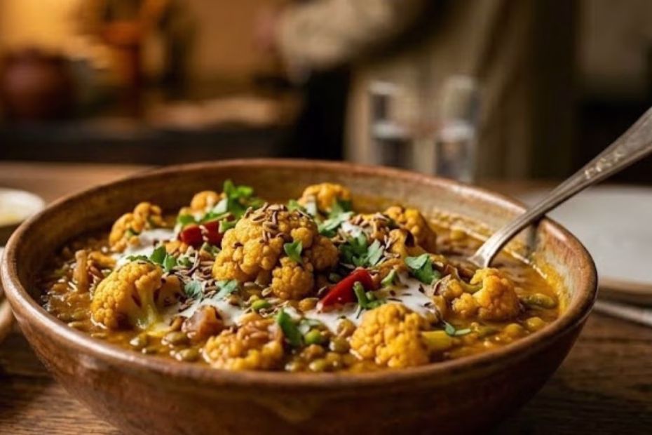 Spiced Coconut Tomato Cauliflower with Lentils Recipe