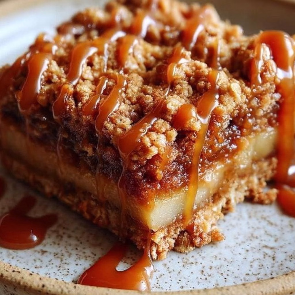 Salted Caramel Sourdough Apple Crumble Bars Recipe