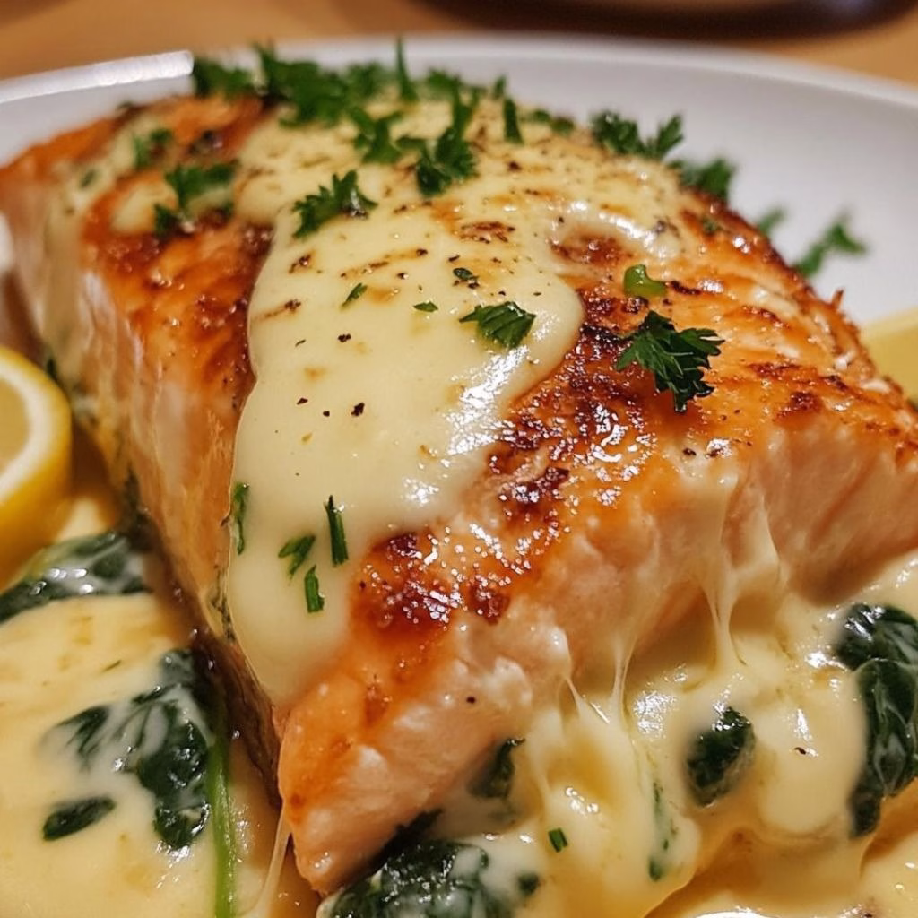 Baked Salmon with Spinach and Mozzarella Bliss Recipe