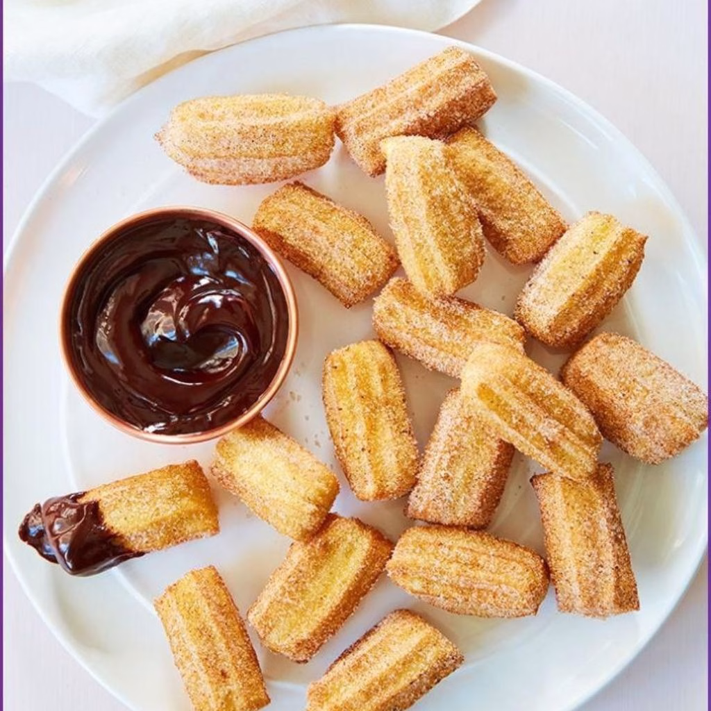 Air Fryer Churro Bites with Chocolate Dipping Sauce Recipe