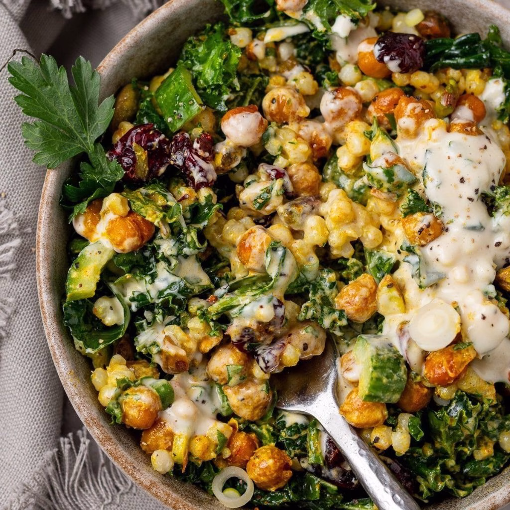 Kale and Couscous Salad With Creamy Cashew Dressing Recipe