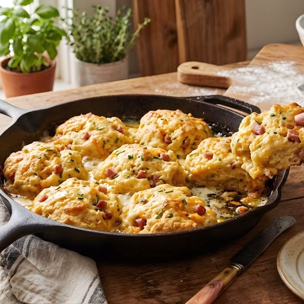 Ham and Cheese Butter Swim Biscuits Recipe 