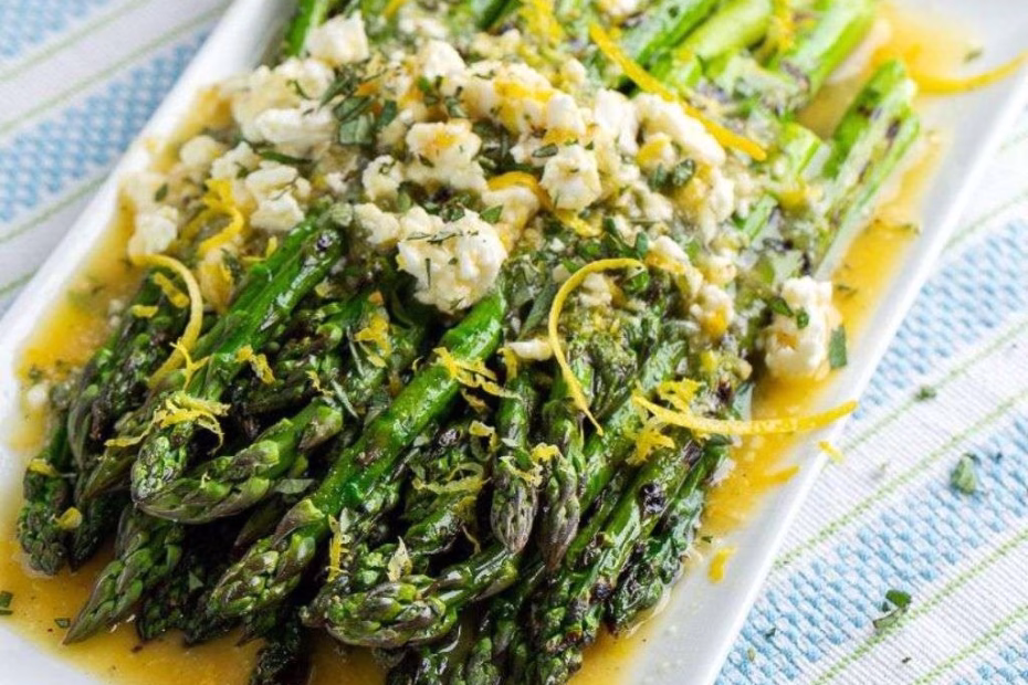 Grilled Asparagus Salad with Feta & Lemon Recipe
