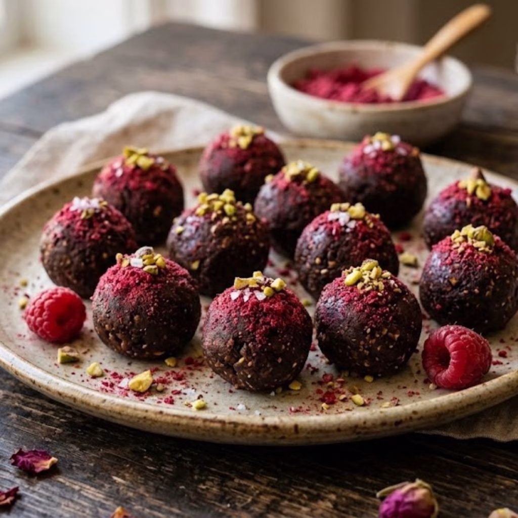 Raspberry Brownie Date Bites Recipe