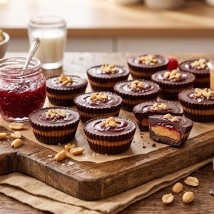 4-Ingredient Chocolate Peanut Butter & Jelly Cups Recipe