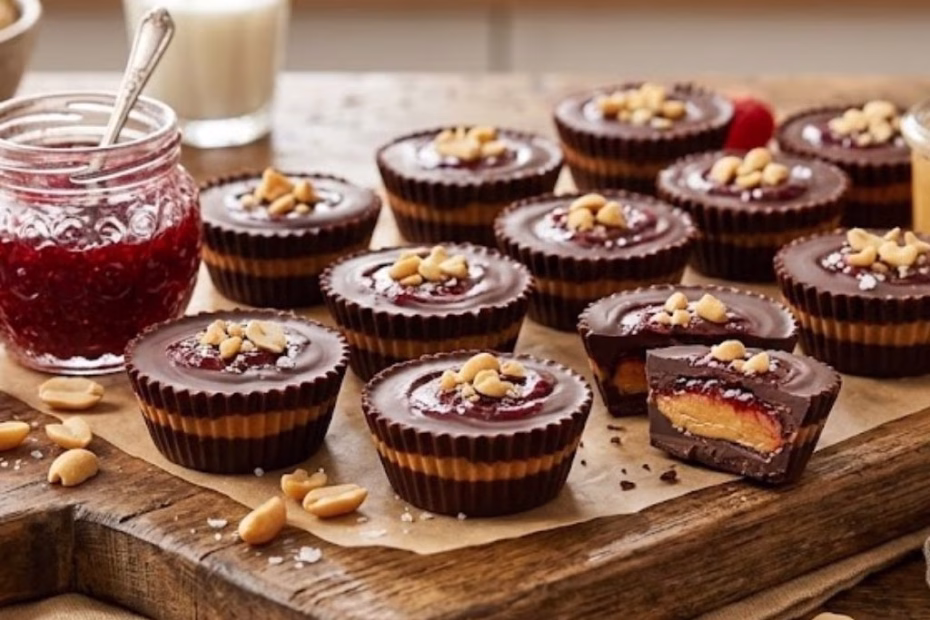 4-Ingredient Chocolate Peanut Butter & Jelly Cups Recipe