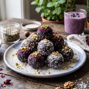 Blueberry Superfood No Bake Donut Holes Recipe
