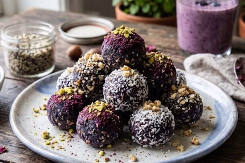 Blueberry Superfood No Bake Donut Holes Recipe