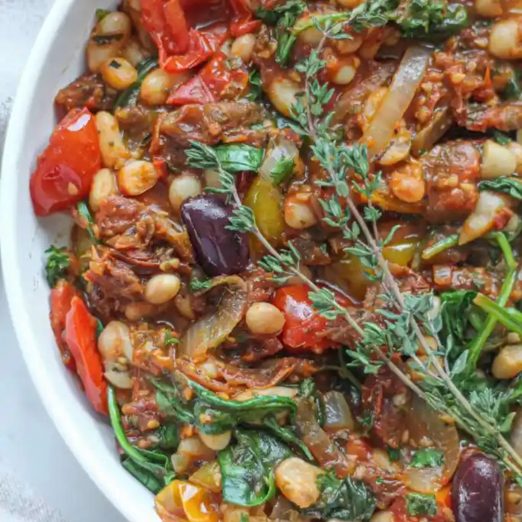 Roasted Tomato, White Bean and Spinach Stew Recipe