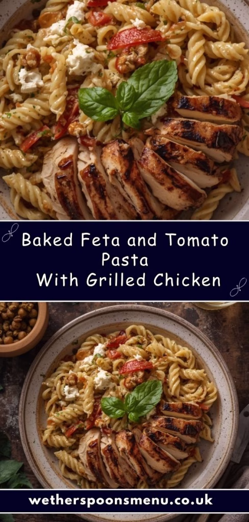 Baked Feta Tomato Pasta with Grilled Chicken Recipe