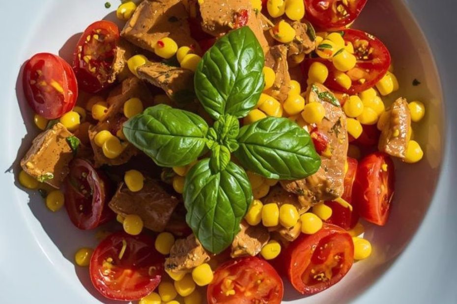 Chilli Oil Tomato Salad with Whipped Corn Dressing 