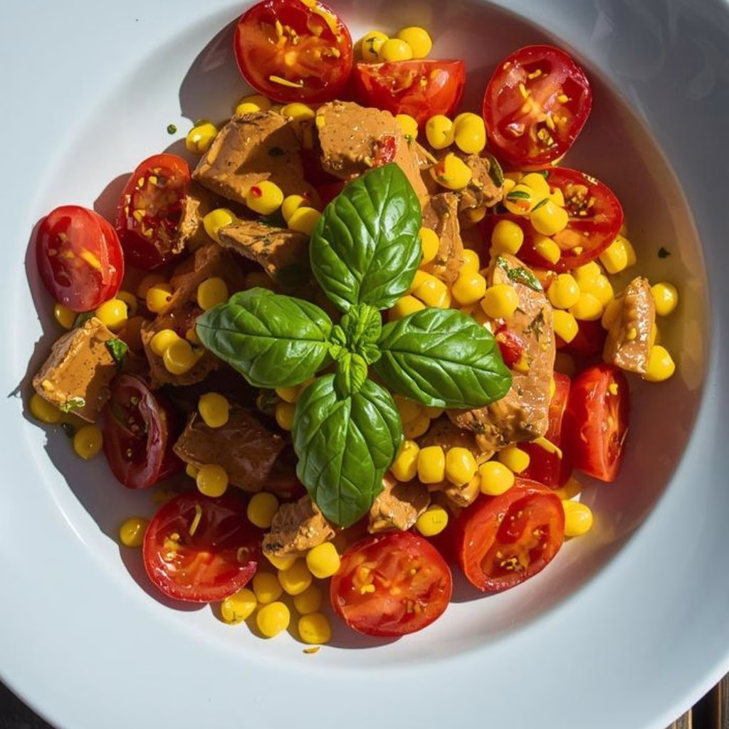 Chilli Oil Tomato Salad with Whipped Corn Dressing 