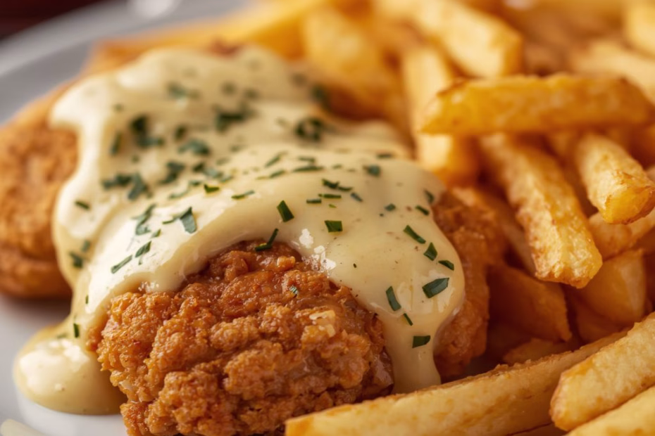 Creamy Garlic Butter Chicken With Golden Fries Recipe