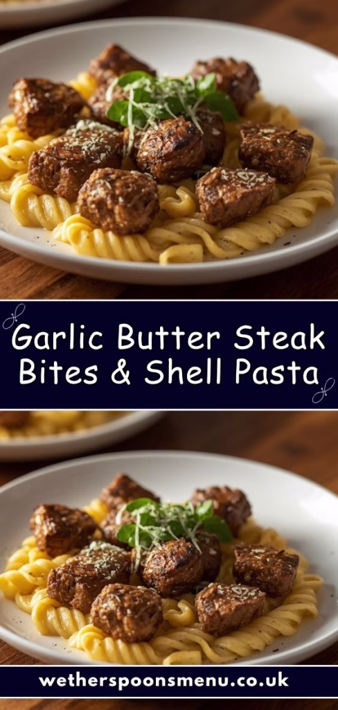 Garlic Butter Steak Bites & Shell Pasta Recipe