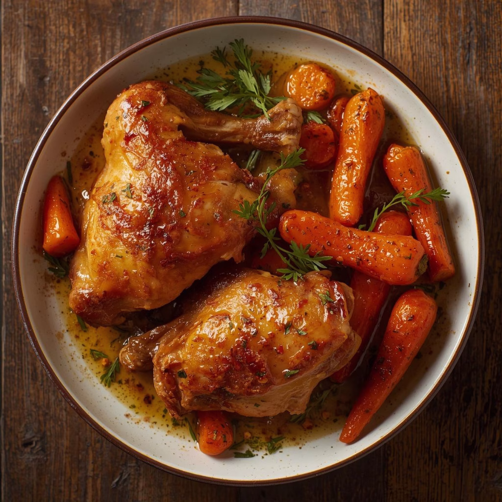 Honey and Spice Roasted Chicken and Carrots Recipe
